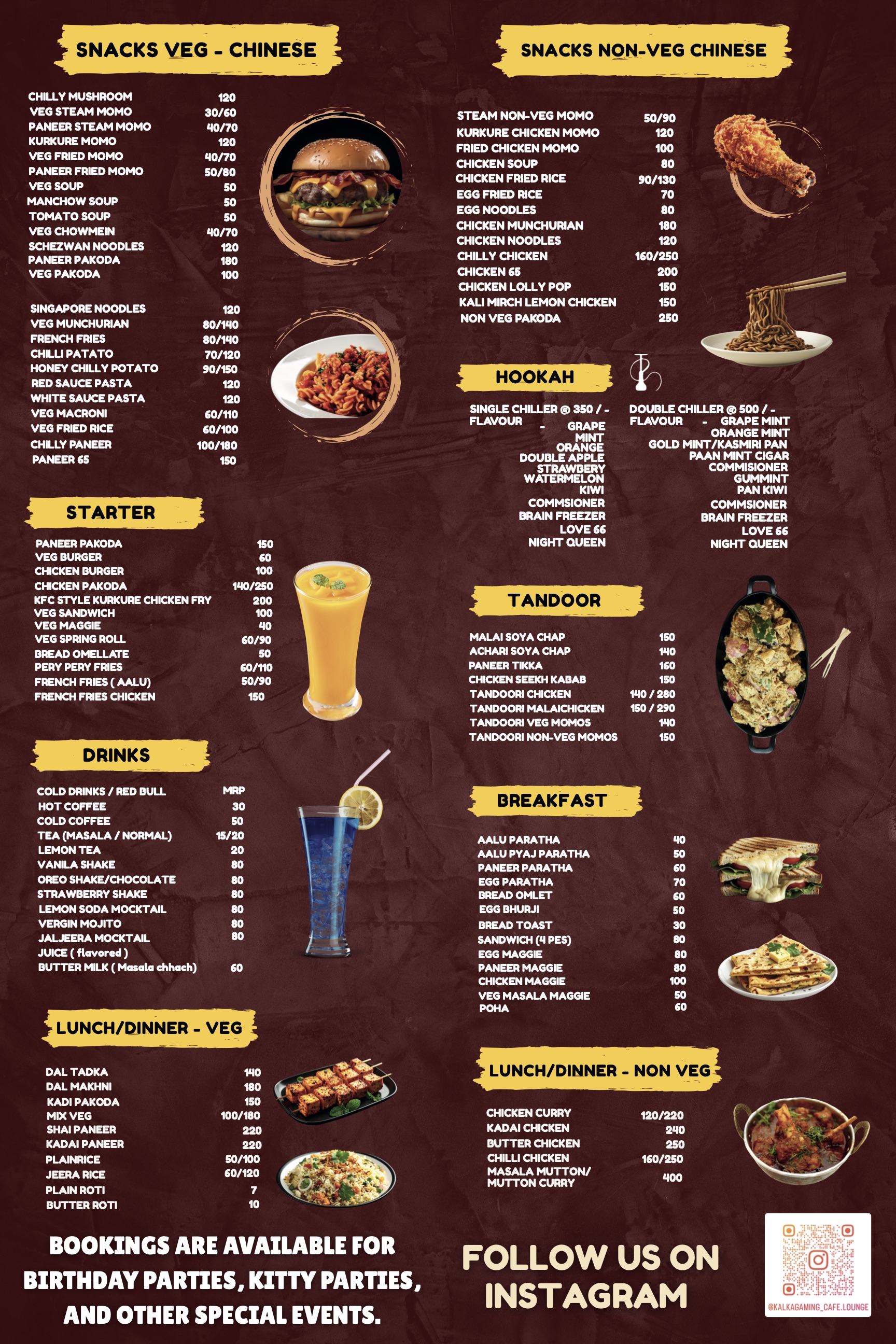 Menu & Booking Details